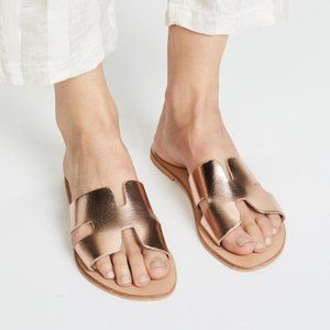 Steve Madden Greece Rose Gold Leather Slide Sandals 6.5